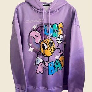 MAENER NOVELTY Drugs R Bad Cartoon Graphic Hoodie Size S